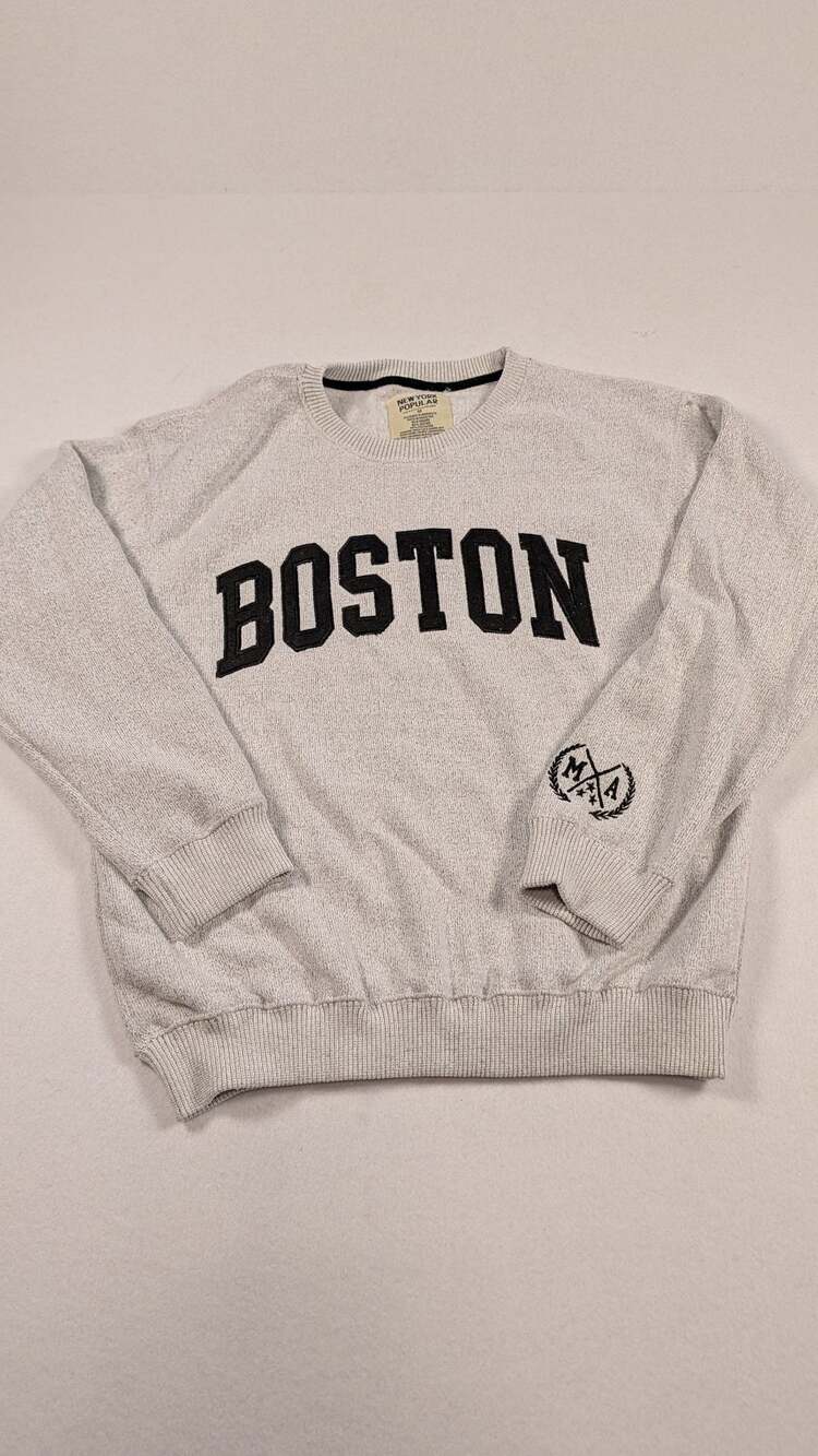 New York Popular Boston Crewneck Sweater Size M Gray Knit Sweater